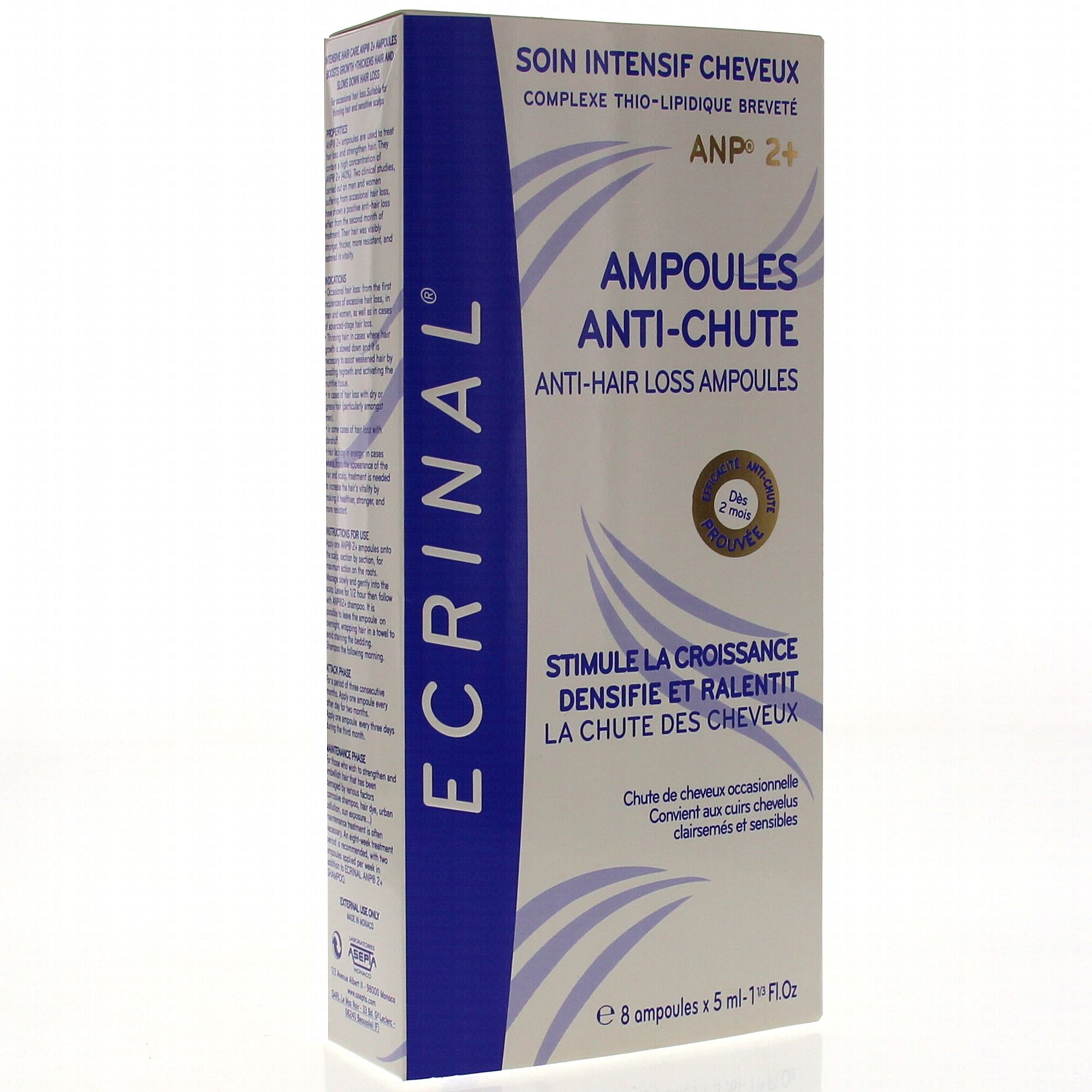 ECRINAL ANP 2+ Ampoules antichute 8 ampoules de 5ml Parapharmacie en ligne Prado Mermoz
