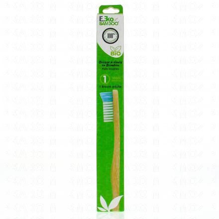 EKO BAMBOO Brosse à dents adulte en bambou poils souples bleue