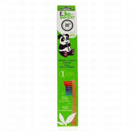 EKO BAMBOO Brosse à dents enfant en bambou poils souples (rouge et bleue)