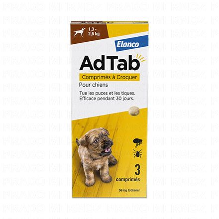 ELANCO Ad Tab Comprim&eacute;s &agrave; croquer pour chiens 3 comprim&eacute;s 1.3 - 2.5kg
