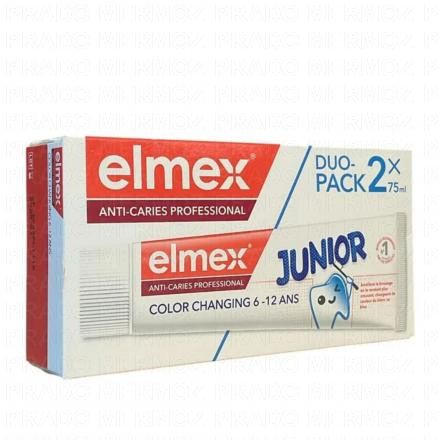 ELMEX Junior - Dentifrice Anti-Caries Color Changing 6-12 ans (lot 2 x 75ml)