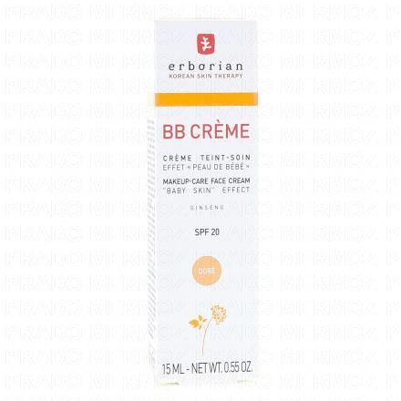 ERBORIAN BB Cr&egrave;me Au ginseng SPF20 Dor&eacute; (15ml)