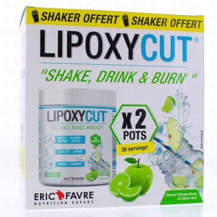 ERIC FAVRE Lipoxycut Shake drink & burn saveur pomme verte citron 120g (2 pots - 240g)