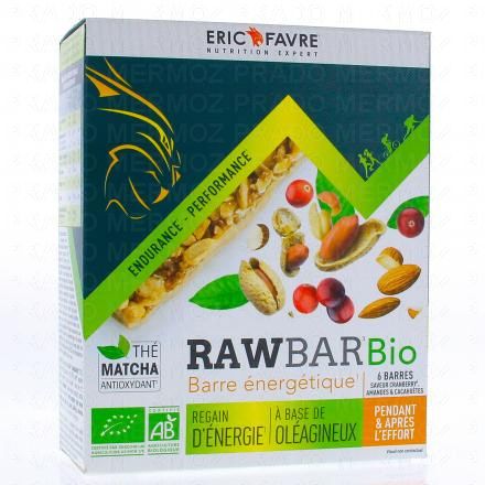 ERIC FAVRE Rawbar bio barreénergétique saveur cranberry, amandes et cacahuètes x6berres