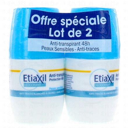 ETIAXIL Déodorant anti-transpirant 48h (lot de 2 roll on 50ml)