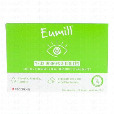 EUMILL Gouttes Occulaires Yeux Rouges & Irrit&eacute;s (10 unidoses 0,5 ml)