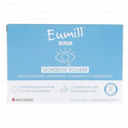 EUMILL Repair Gouttes Oculaires sécheresse oculaire 10 unidoses de 0,5 ml