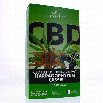 FLORA NATURA CBD full spectre 600mg harpagophytum cassis x20 ampoules 15ml