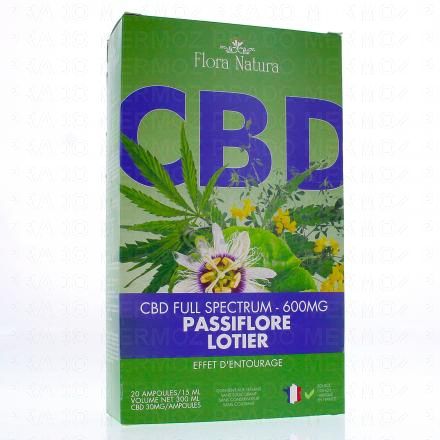 FLORA NATURA CBD full spectre 600mg passiflore lotier x20 ampoules 15ml