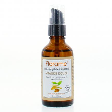 FLORAME Huile végétale vierge bio amande douce flacon pompe 50ml