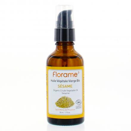 FLORAME Huile végétale vierge bio de sésame flacon pompe 50ml