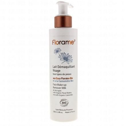 FLORAME Eaux florales bio - Lait démaquillant visage bio flacon pompe 200ml