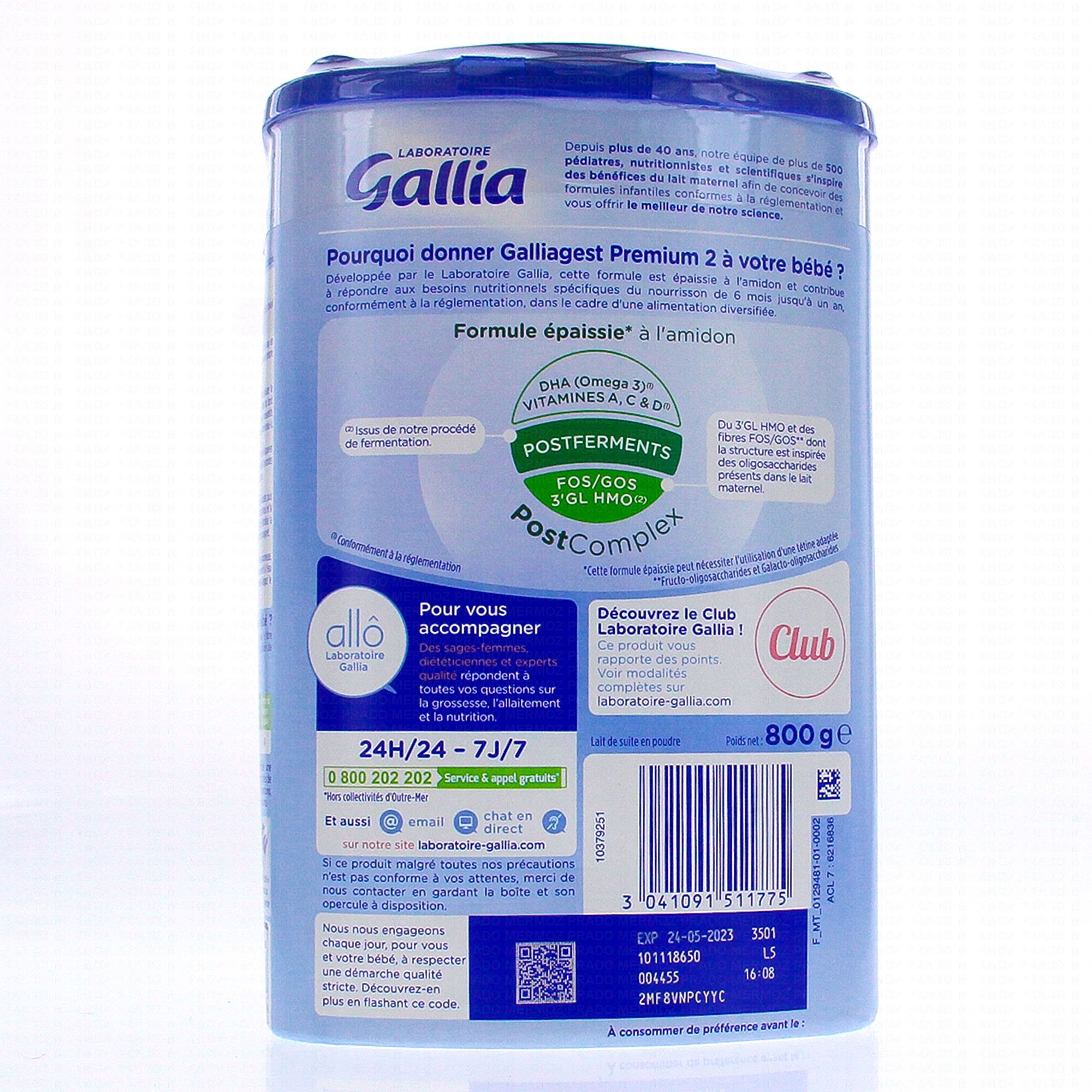 GALLIA Galliagest premium lait 2ème age 6-12mois 800g - Parapharmacie Prado  Mermoz
