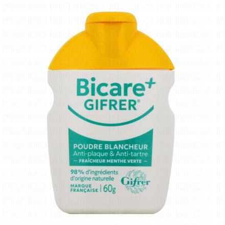Bicare plus - Dentifrice poudre blancheur menthe verte 60g