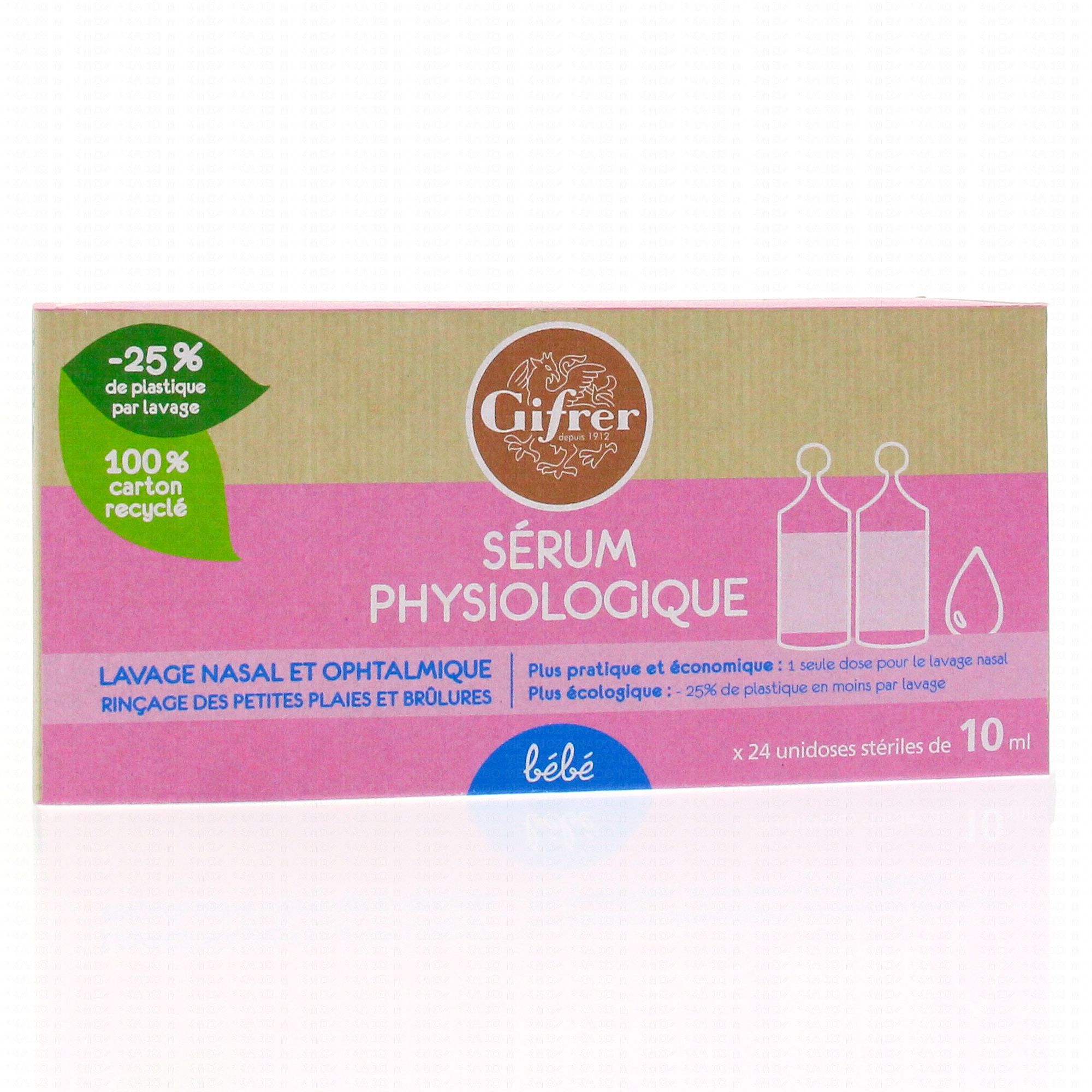 GIFRER Sérum physiologique 24 unidoses stériles de 10ml - Parapharmacie  Prado Mermoz