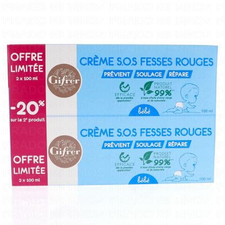 GIFRER SOS crème fesses rouges lot 2x100ml