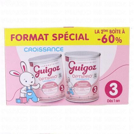 GUIGOZ Optipro Lait de Croissance 3ème âge (lot de 2 x 780g)
