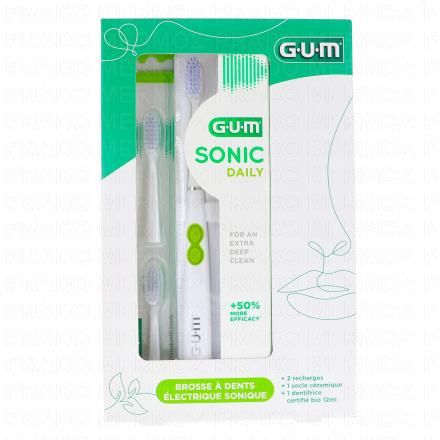 GUM Sonic Daily - Coffret brosse a dents électrique sonique souple (blanc)