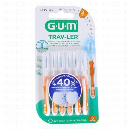 GUM Travl-er - Brossettes interdentaires n°1412 Taille 2 0.9mm (x6)