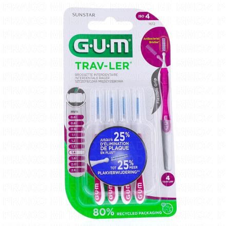 GUM Travler - Brossettes interdentaires n°1612 1.4mm (x4 brossettes)