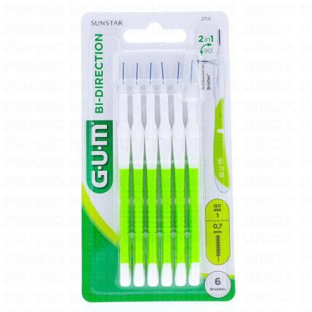 GUM n°2114 Brossettes interdentaires proxabrush bi direction x6 (0.7mm)