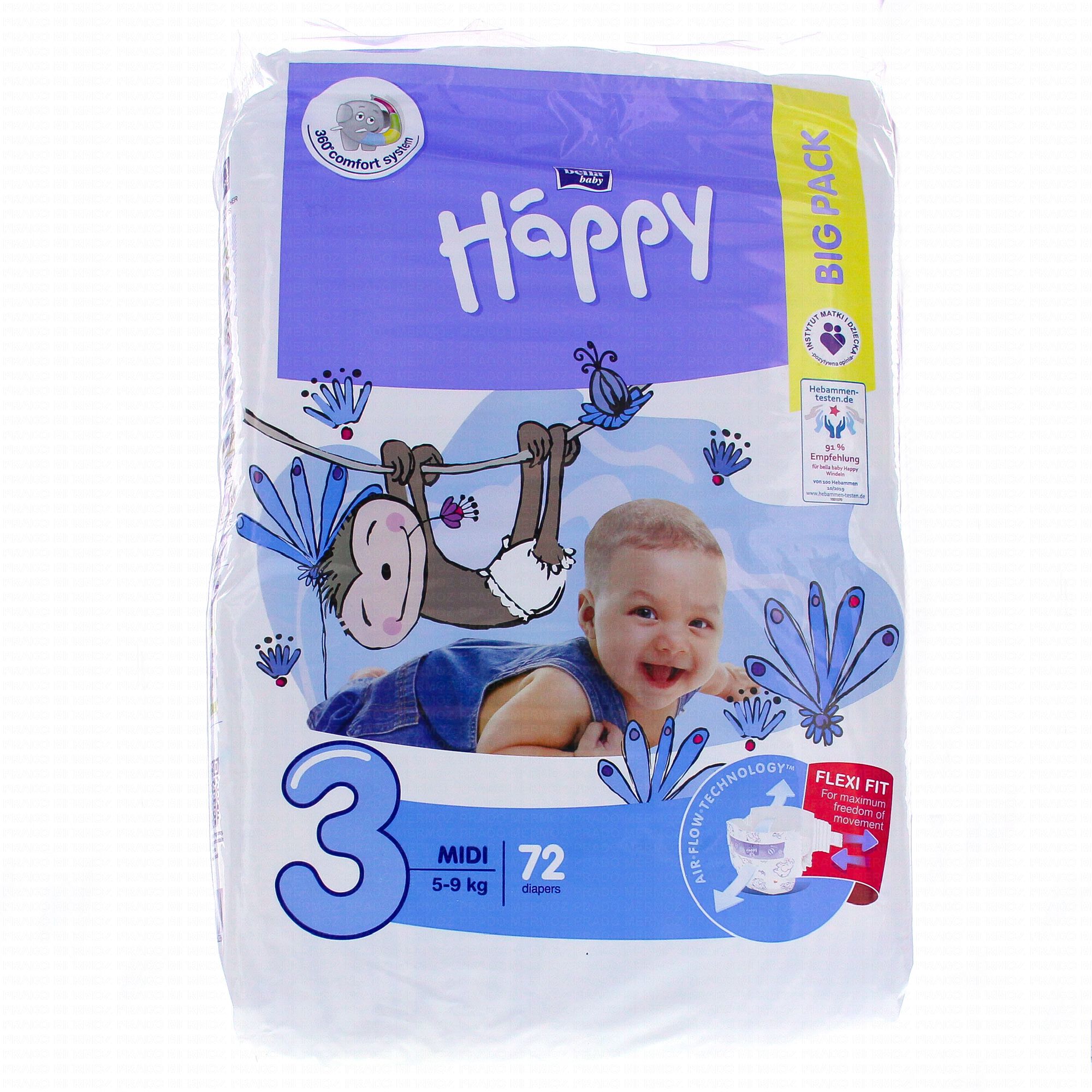 HAPPY Couches bébé taille 3 3,59kg x72 couches Parapharmacie Prado