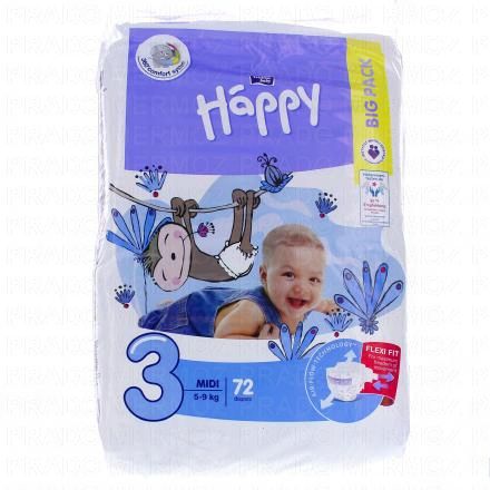 HAPPY Couches bébé (taille 3 3,5-9kg x72 couches)