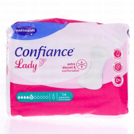 Confiance Lady Protection hygiéniques anatomiques 14 pièces 5 gouttes