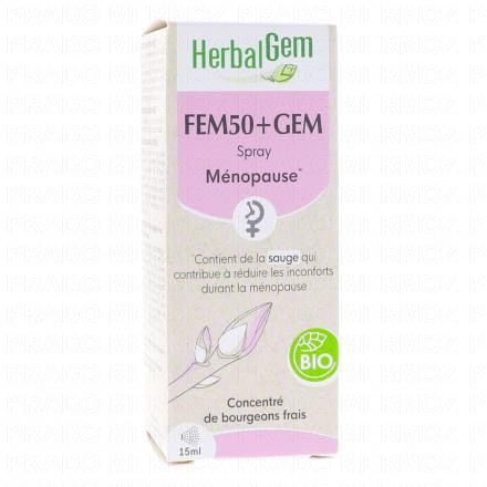 HERBALGEM Concentré de bourgeons frais - Fem50 +Gem Ménopause Bio spray 15ml