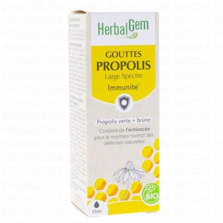 HERBALGEM Gouttes au propolis large spectre Immunité bio 15ml