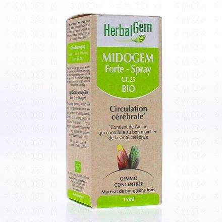 HERBALGEM Midogem forte Circulation cérébrale bio Spray 15 ml