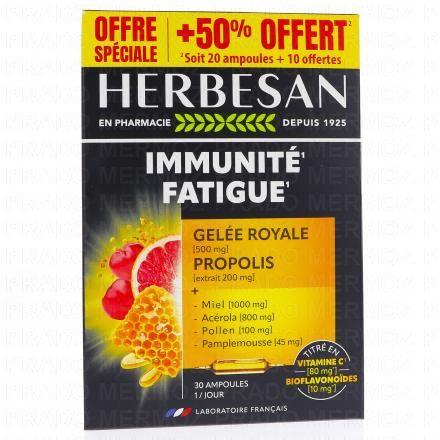 HERBESAN Immunité Fatigue 30 ampoules 10mL