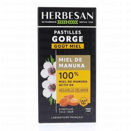 HERBESAN Miel de Manuka Pastilles 100% Miel IAA 10+ x8 Pastilles