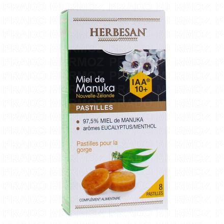 HERBESAN Pastilles Miel de manouka IAA 10+ eucalyptus x8