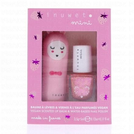 INUWET Coffret Baume &agrave; l&egrave;vres Fraise et Vernis &agrave; l'eau Fraise