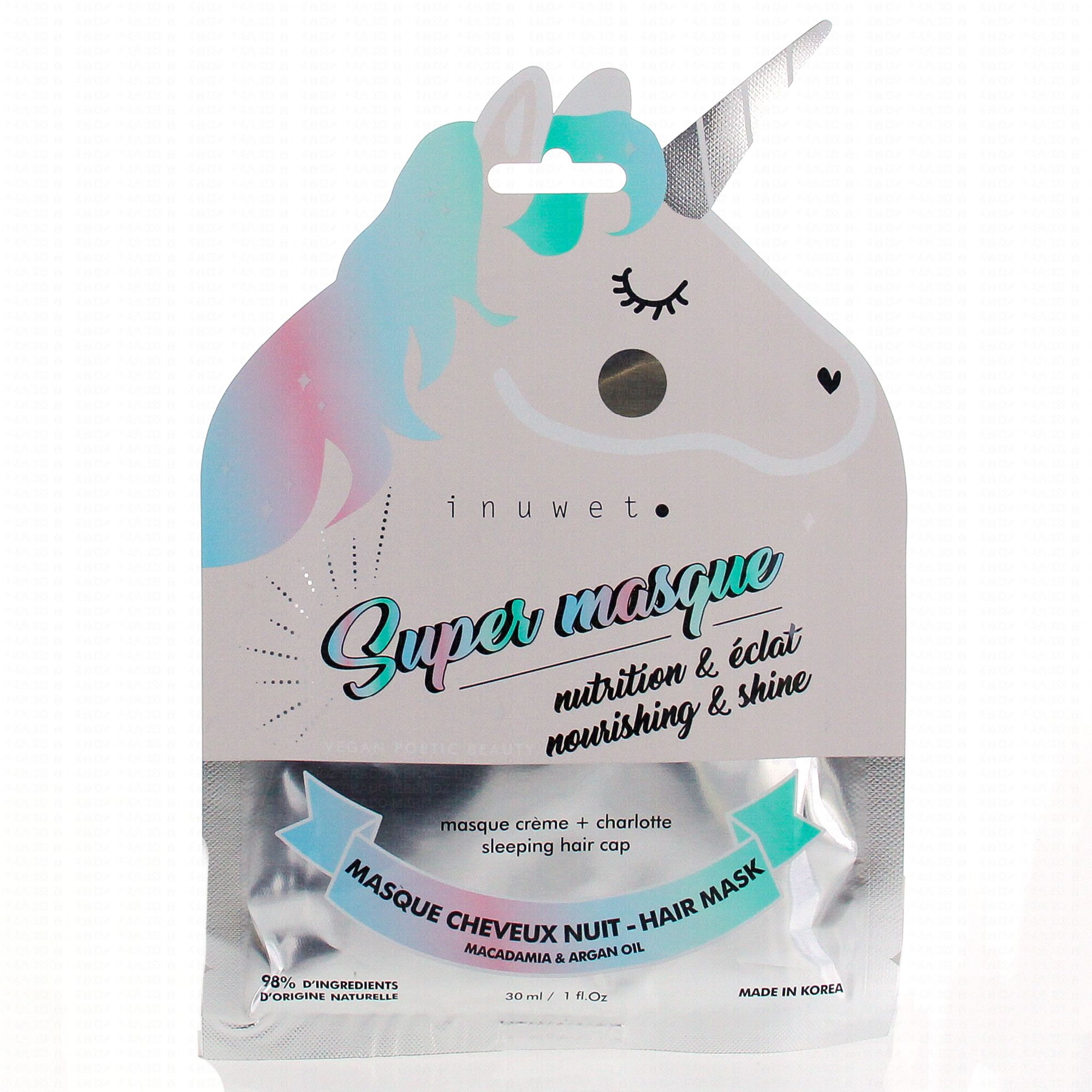 INUWET Super masque Masque crème cheveux nuit 30ml + charlotte -  Parapharmacie Prado Mermoz