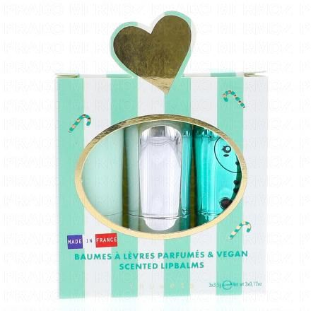 INUWET Trio Baumes Lèvres Jingle Aqua : Pomme, Coco, Cupcake 3x3,5g