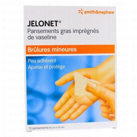 JELONET Pansements gras imprégnés de vaseline boite de 10 taille 10x10cm 2