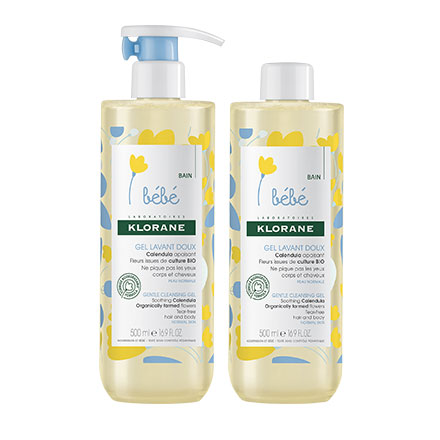 KLORANE Bébé Gel lavant doux au Calendula apaisant (flacon 500ml x 2)