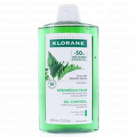 KLORANE Séboréducteur - Shampooing purifiant et équilibrant à l'Ortie bio (400 ml)