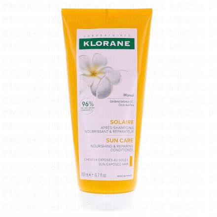 KLORANE Solaire - Apr&egrave;s shampooing Mono&iuml; Nourrissant et r&eacute;parateur 200ml