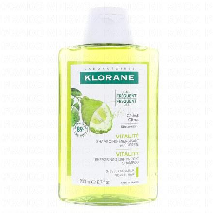 KLORANE Vitalité - Shampooing Cédrat énergisant & légèreté (flacon 200ml)