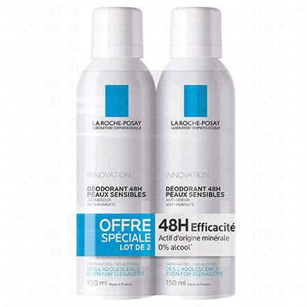 LA ROCHE-POSAY Déodorant 48h peaux sensibles (2 aérosols x 150ml)