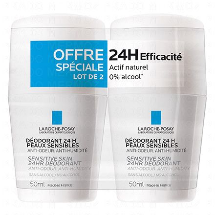 LA ROCHE-POSAY Déodorant peaux sensibles 24h (2 roll'ons x 50ml)