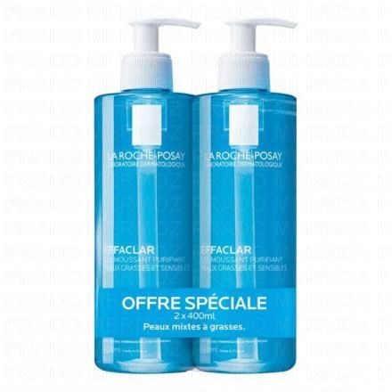 LA ROCHE-POSAY Effaclar - Gel moussant purifiant sans savon peau grasse lot de 2 x 400ml 3