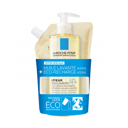 LA ROCHE-POSAY Lipikar huile lavante AP+ (flacon 400ml + eco recharge 400ml)