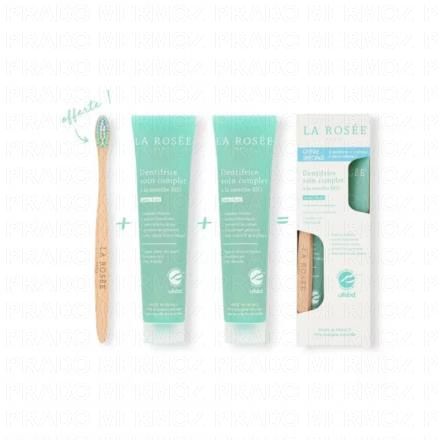 LA ROS&Eacute;E Dentifrice soin complet &agrave; la menthe bio (lot 2 x 75ml + brosse &agrave; dent offerte)
