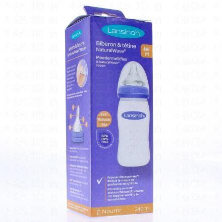 LANSINOH Naturalwave - Biberon et tétine taille M 240ml