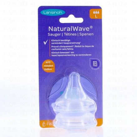 LANSINOH Naturalwave - Tétines spécial allaitement x2 (taille l débit rapide)