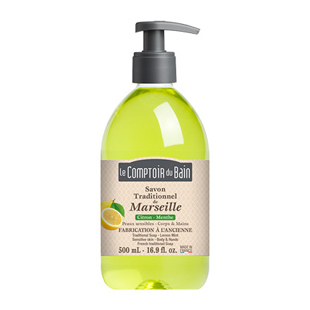 LE COMPTOIR DU BAIN Savon liquide de marseille citron menthe (flacon 500ml)